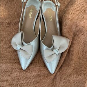 J.Renee Metallic Heels with Elegant Bow